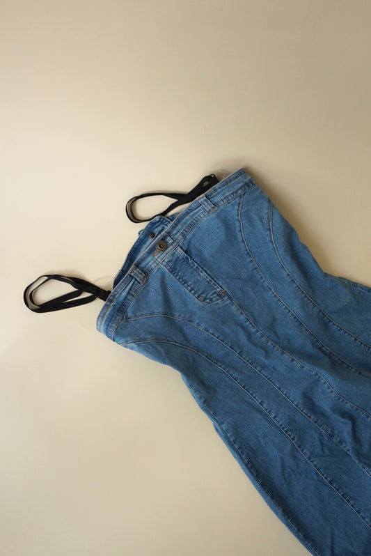 “Dolce & Gabbana” 90’s Denim Bustier Corsetry Cutout Dress - Size 40