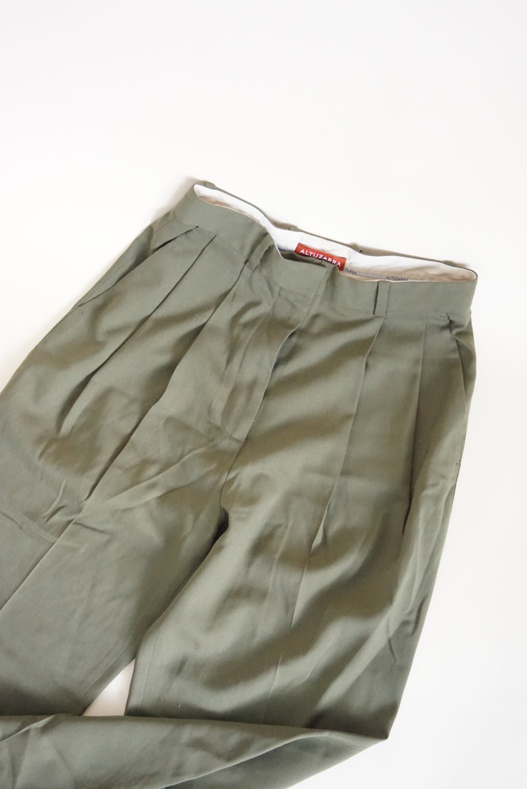 Altuzarra Tapered Breeches Virgin Wool Snap Olive Green Trousers - Size 34