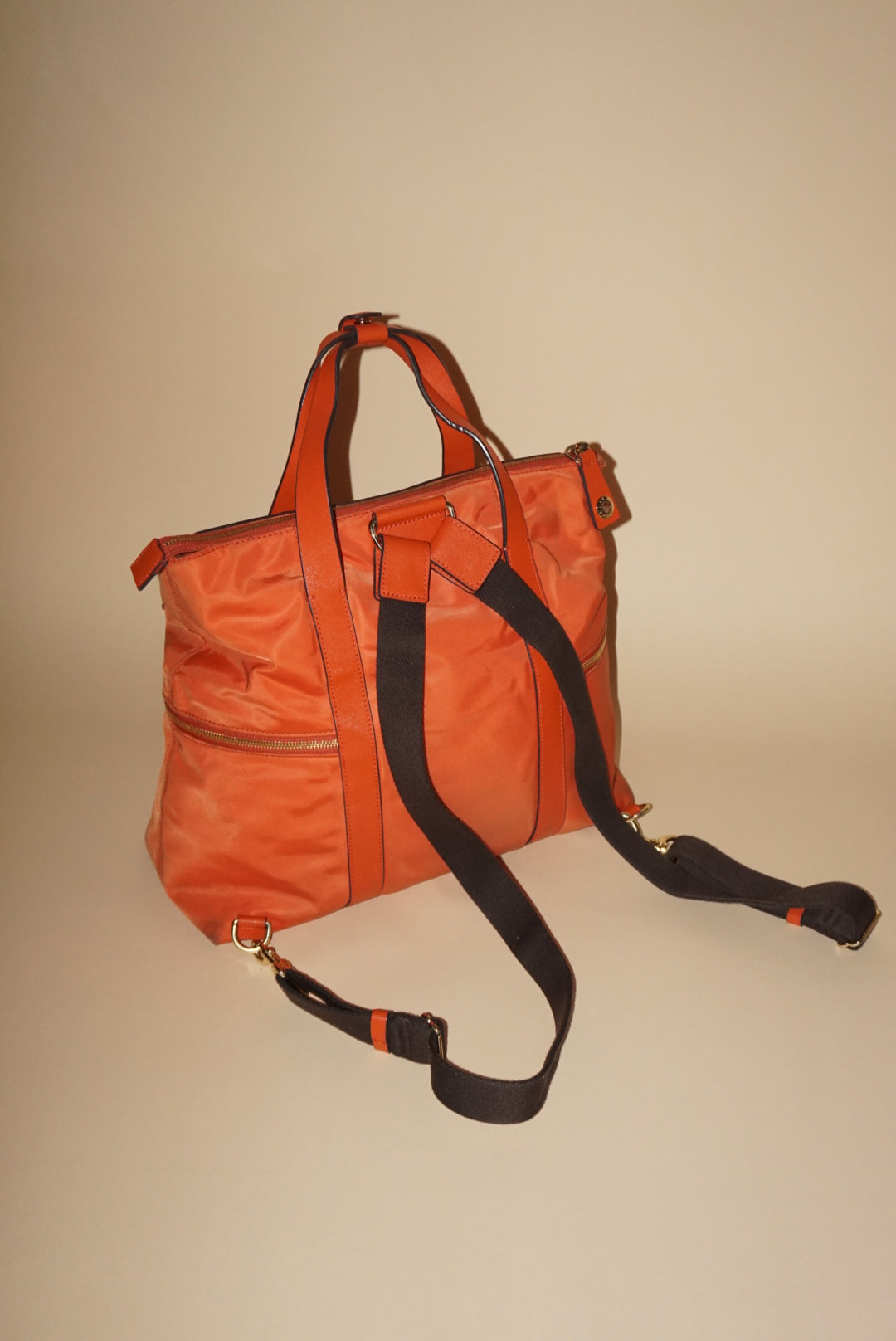 Henri Bendel Nylon Jetsetter Convertible Orange Backpack