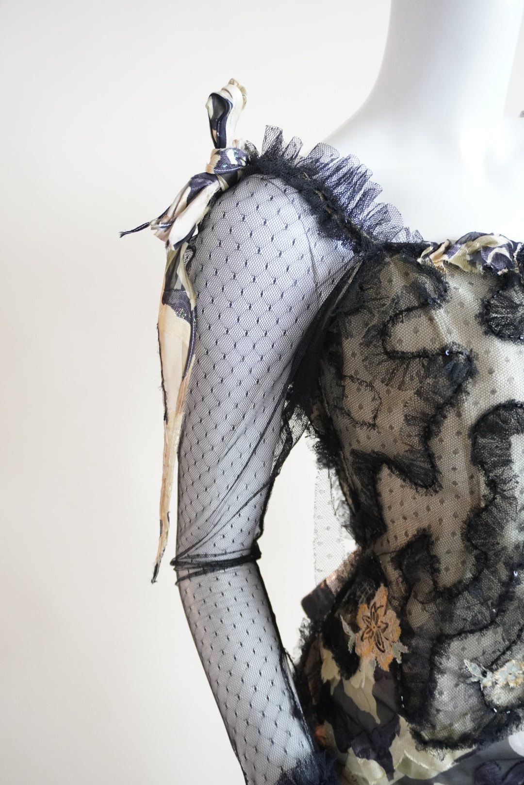 Vintage 80's-90's Silk Floral Bustier Custom Gown Made in Lebanon