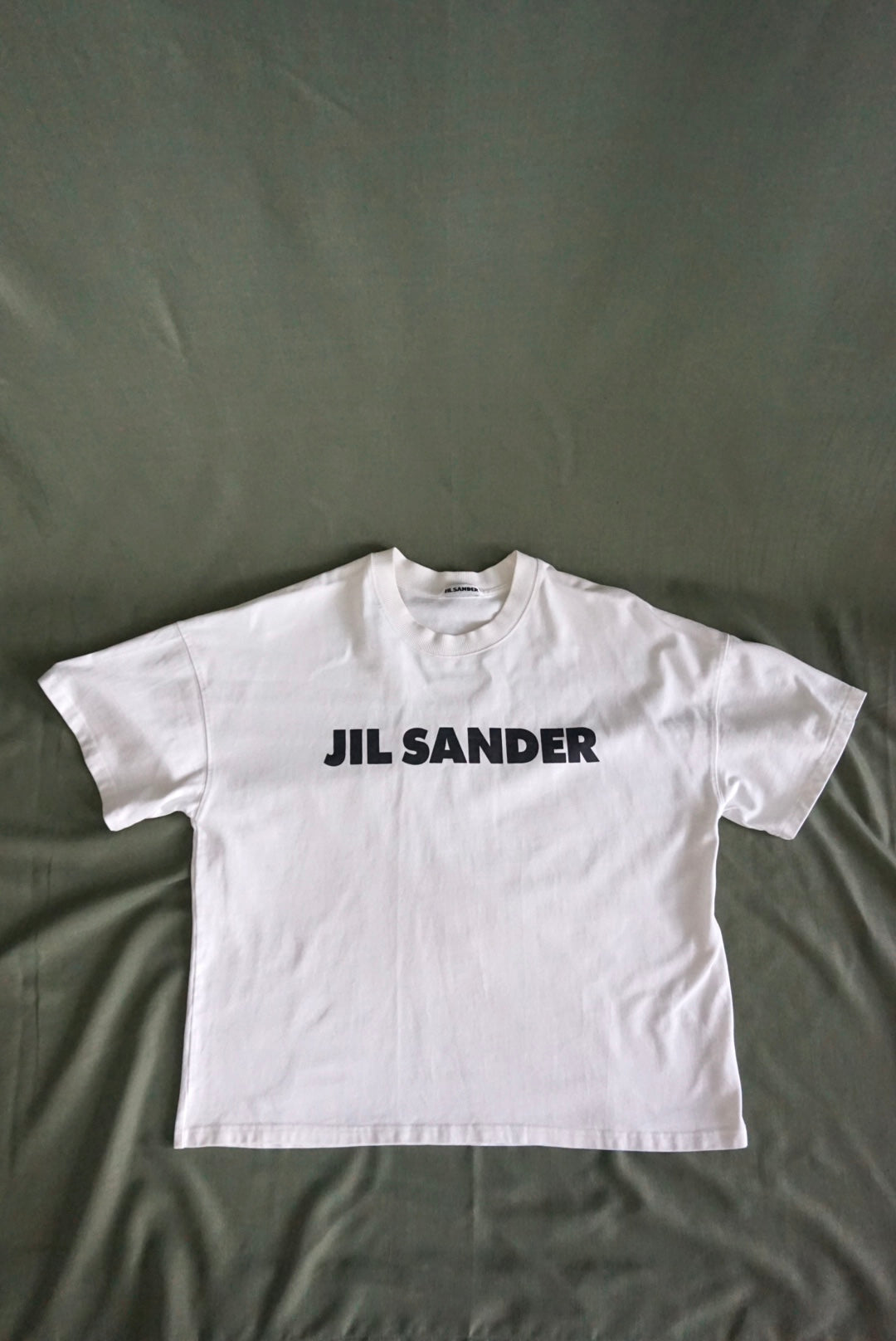 Jil Sander White Cotton Heavy Weight Oversized Logo Tee