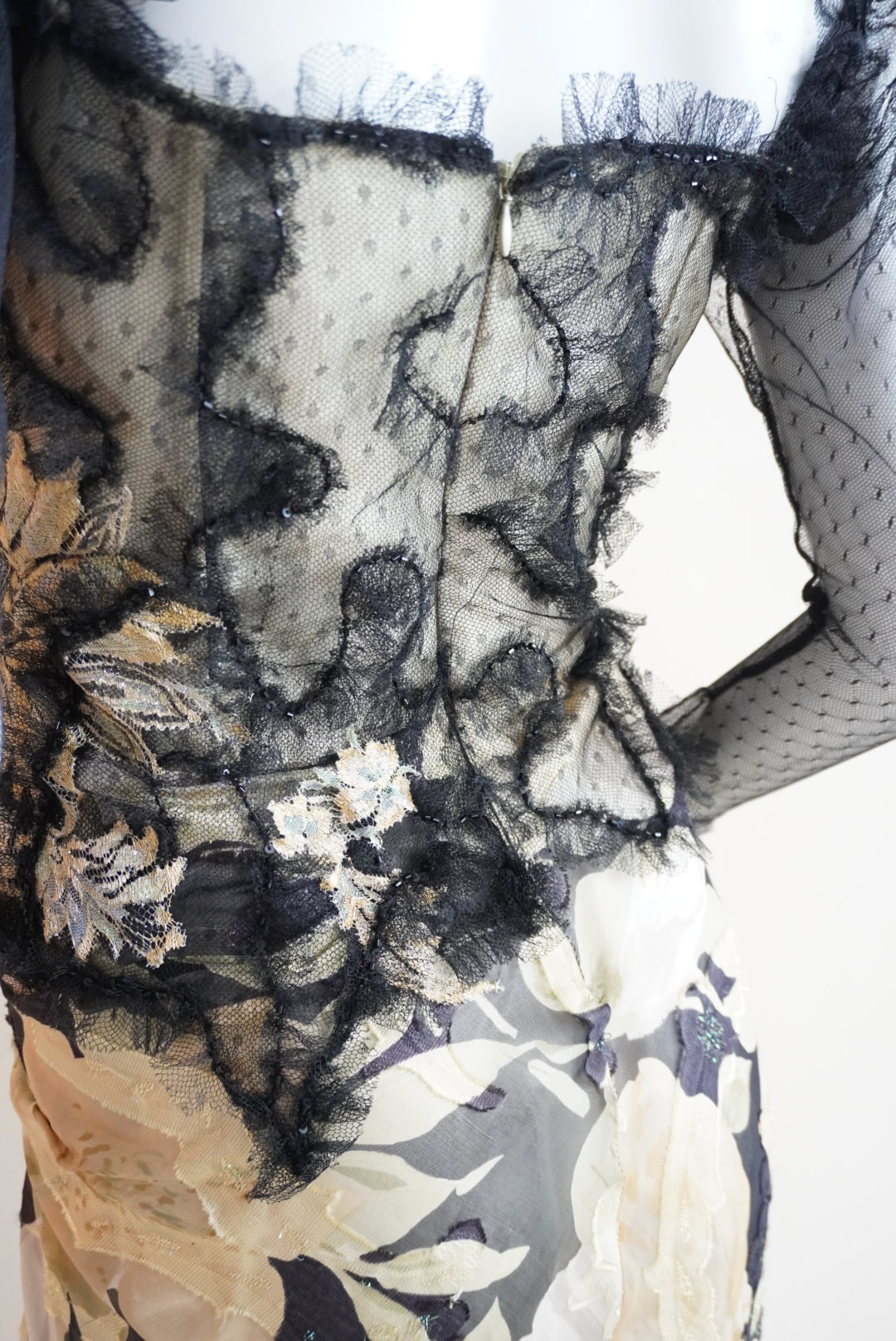 Vintage 80's-90's Silk Floral Bustier Custom Gown Made in Lebanon