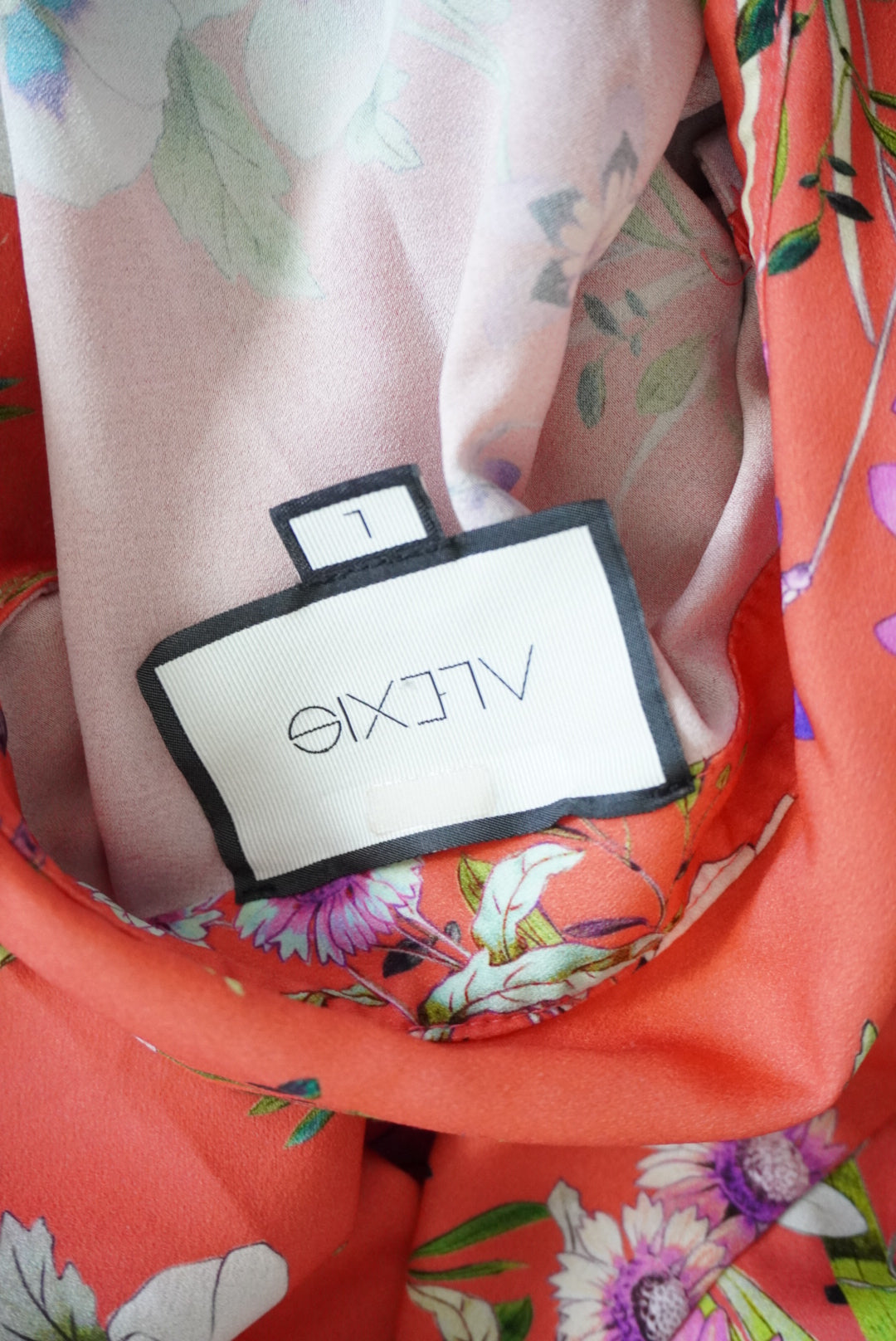 Alexis Orange Floral Drop Waist Shirt Ruffle Trim Dress - Size Large