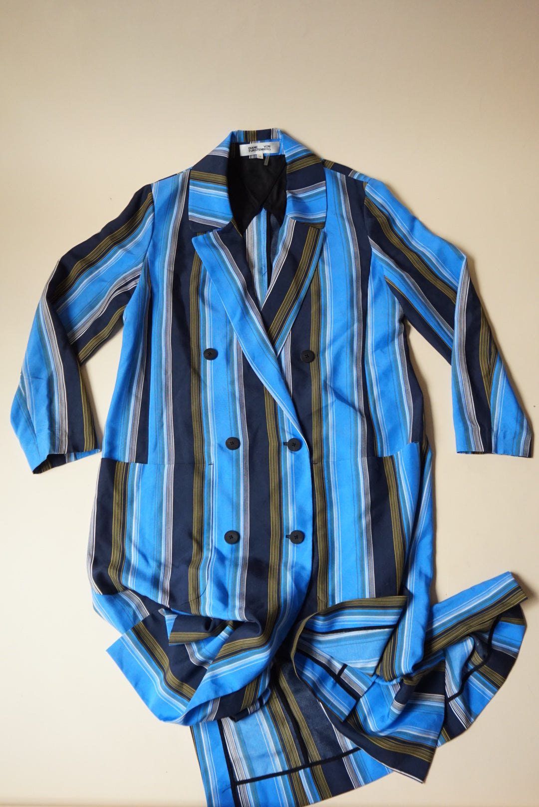 Diane Von Furstenberg Belted Silk Long Line Trench - Size Medium