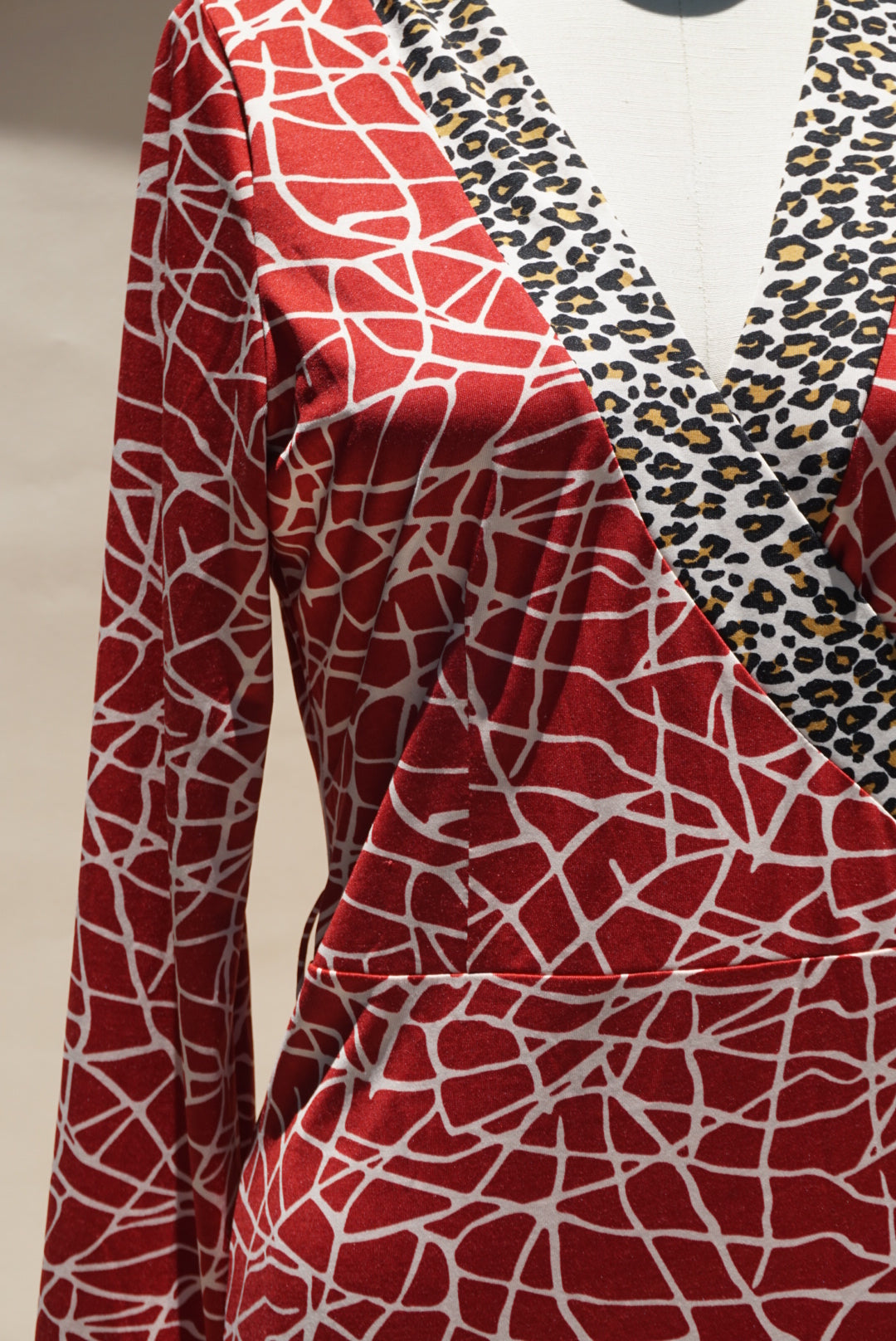 "BCBGMAXAZARIA" Vintage Stretch Animal Print Wrap Dress - Size XL