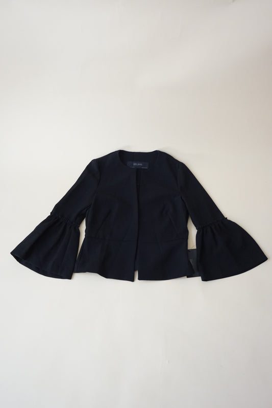 Zara Basic Collection Black Ruffle Sleeve Blazer - Size XS