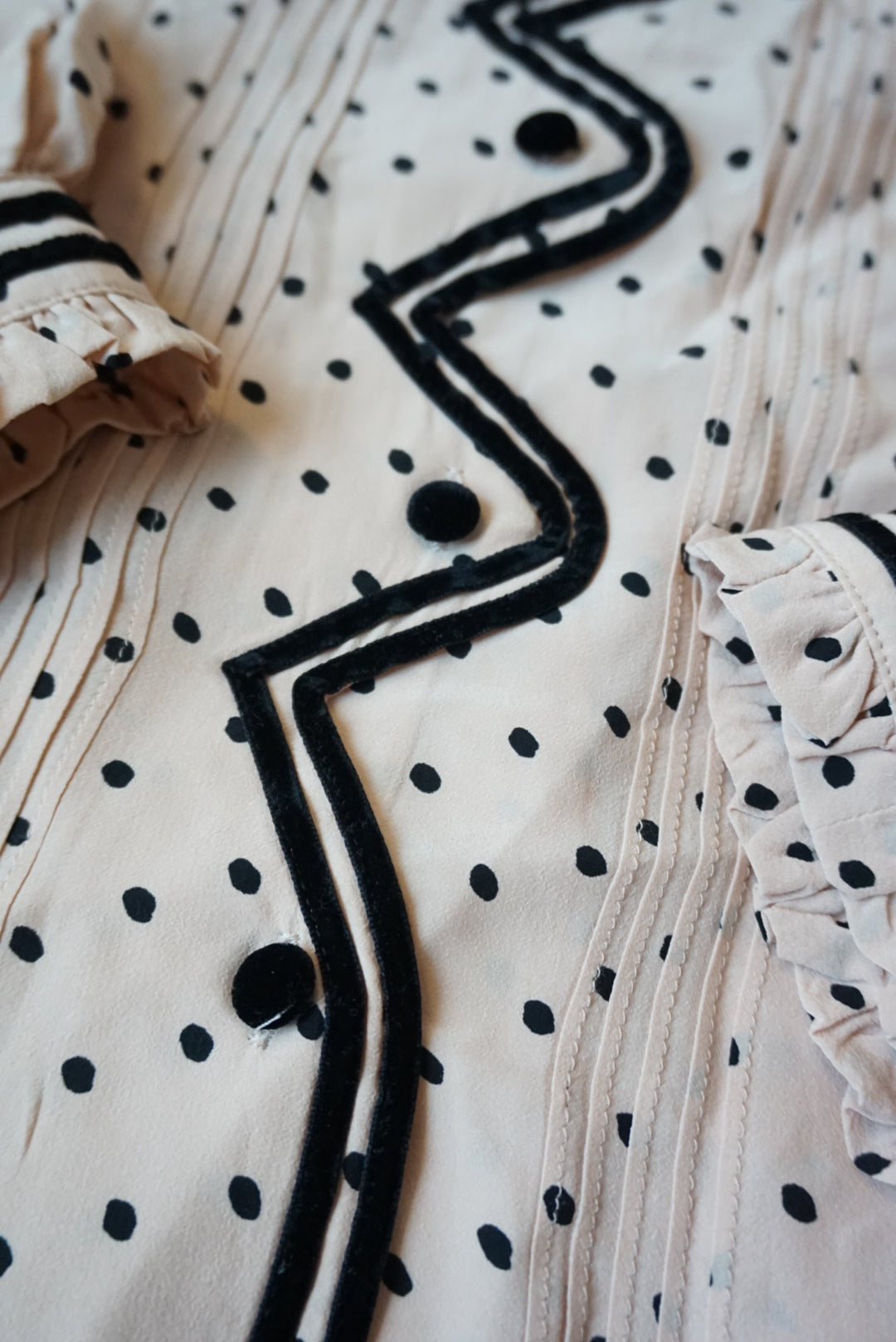 The Kooples Silk Polka Dot Velvet Blouse - Size 1 / XS