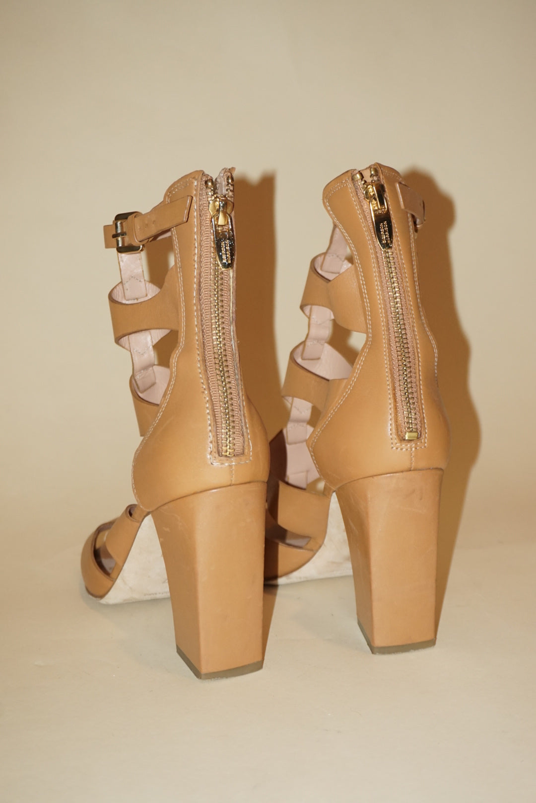 "Sigerson Morrison" Tan Caged Heels - Size 7
