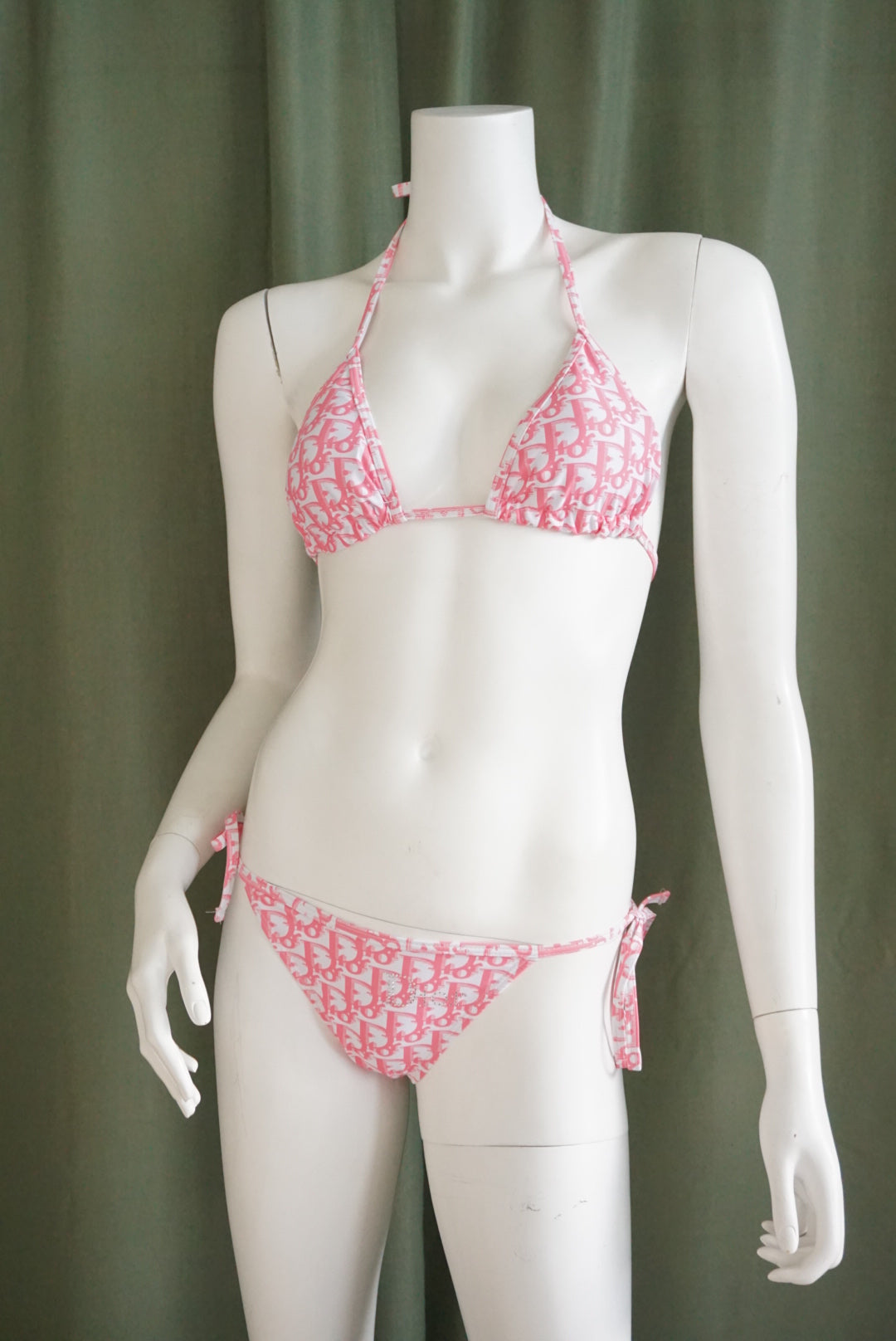 Christian Dior Pink Monogram Triangle Rhinestone Bikini NWT - Size Medium