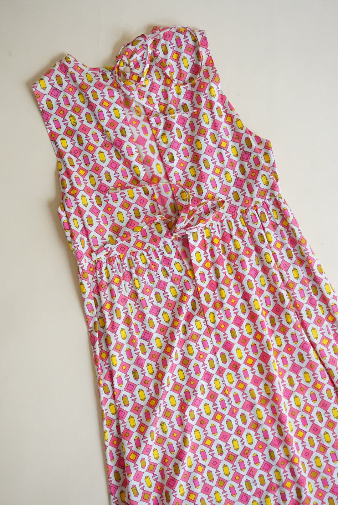 Emilio Pucci Vintage 1960’s Geometric Mod Sleeveless Tie Back Cotton Maxi - Size 8