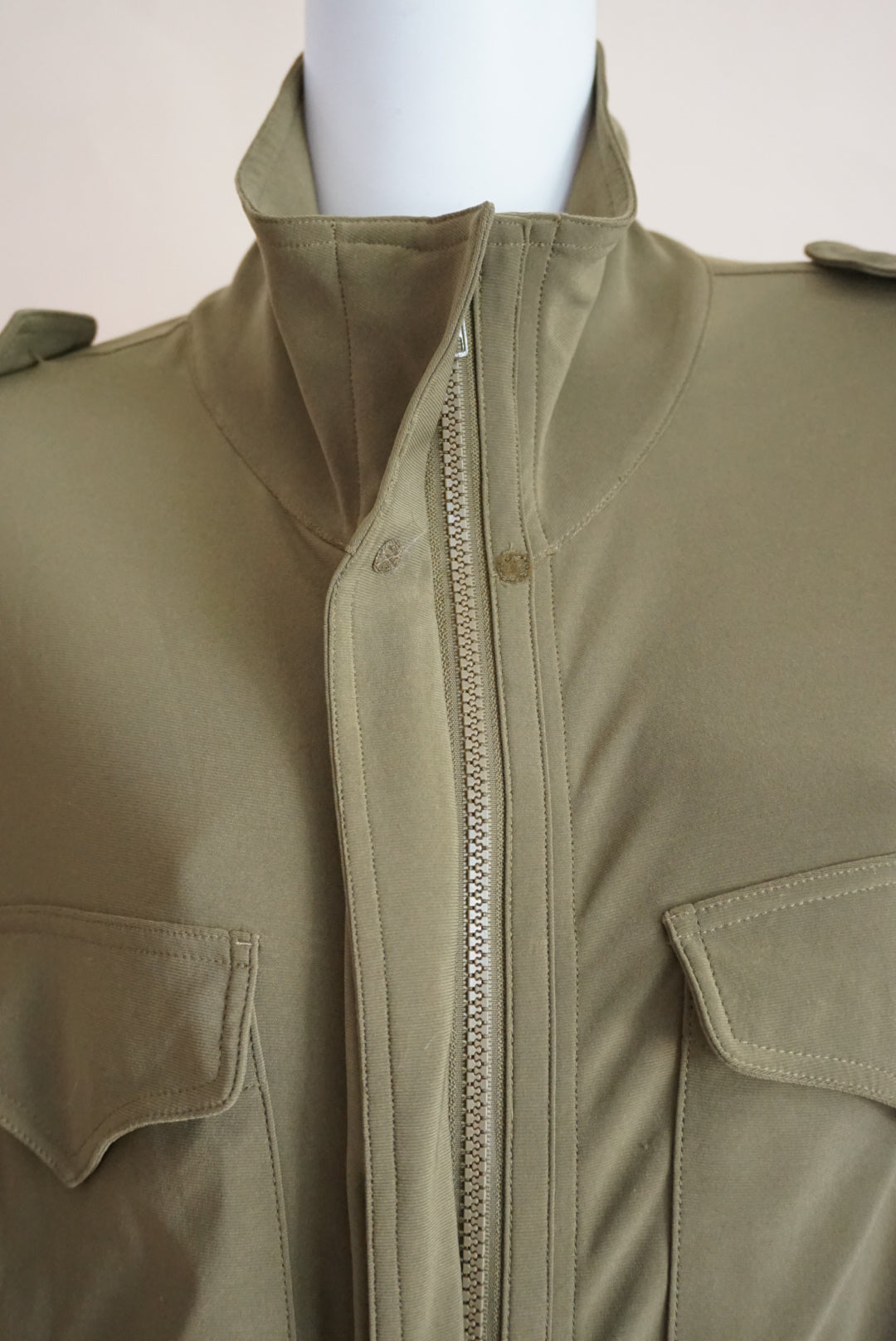 Norma Kamali Olive Green Utility Cargo Lycra Jumpsuit - Size Large