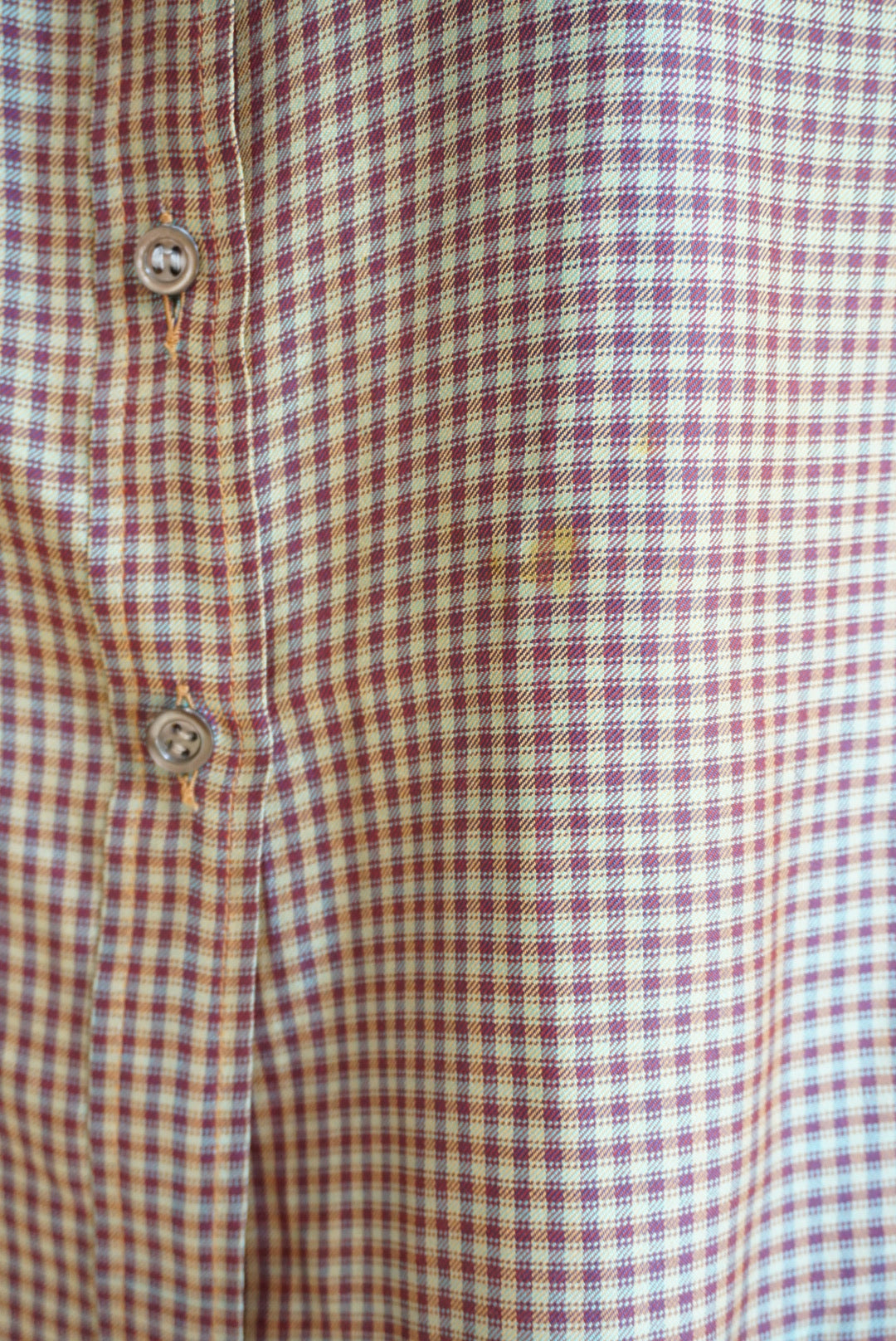 Saint Laurent Rive Gauche VTG Iridescent Mandarin Collar Silk Plaid Blouse - Size 40