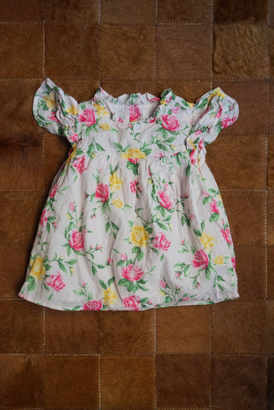 Janie & Jack Floral Ruffle Sleeve Coquette Top - Size Age 4