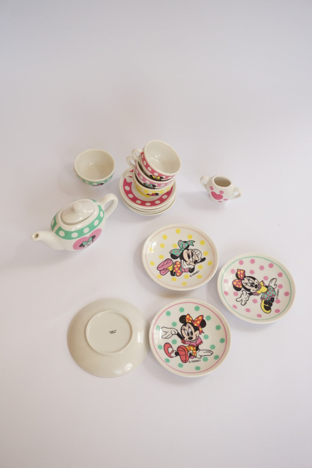Vintage Disney "Minnie N Me" Child's Mini China Tea Ceramic Set Made in Japan 14pcs
