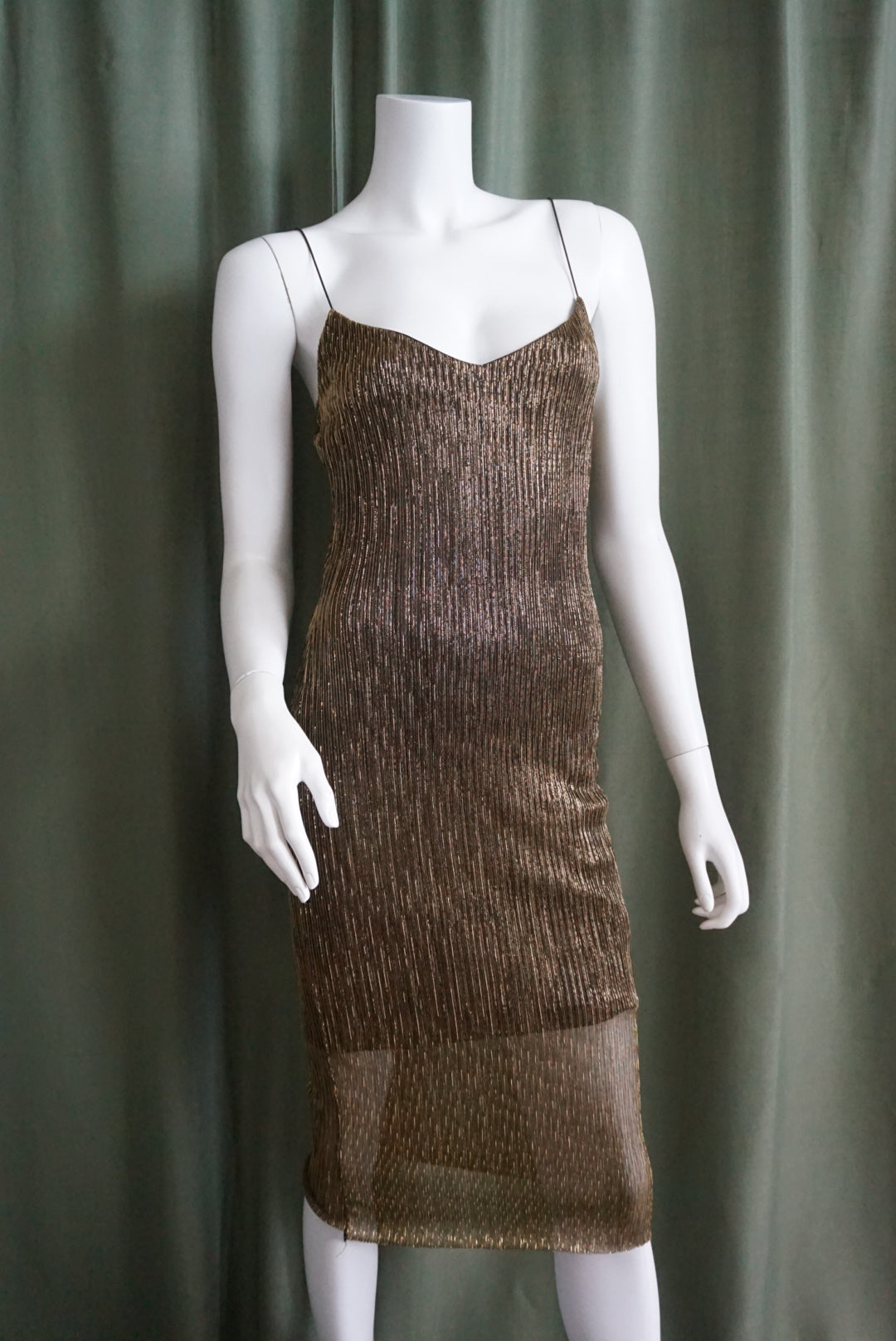 Akira Gold & Black Spaghetti Strap Dress - Size Large