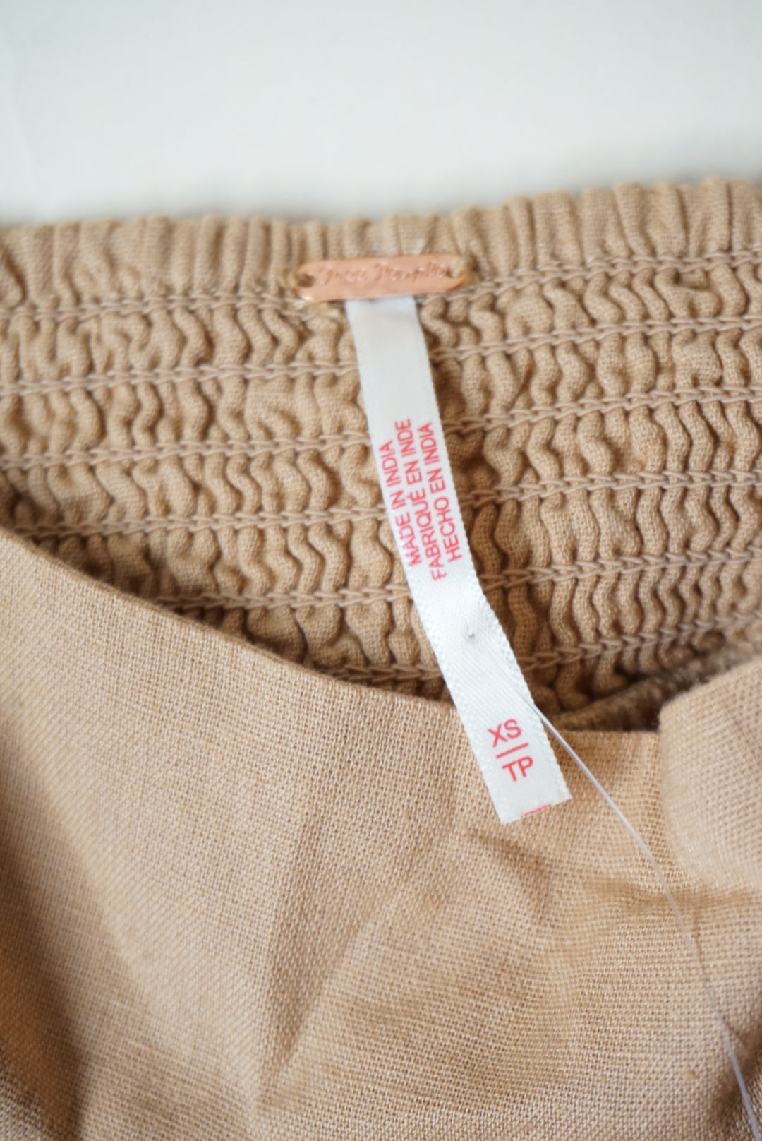 Free People Cross of Sunlight Mini Tan Cotton Dress NWT - Size XS