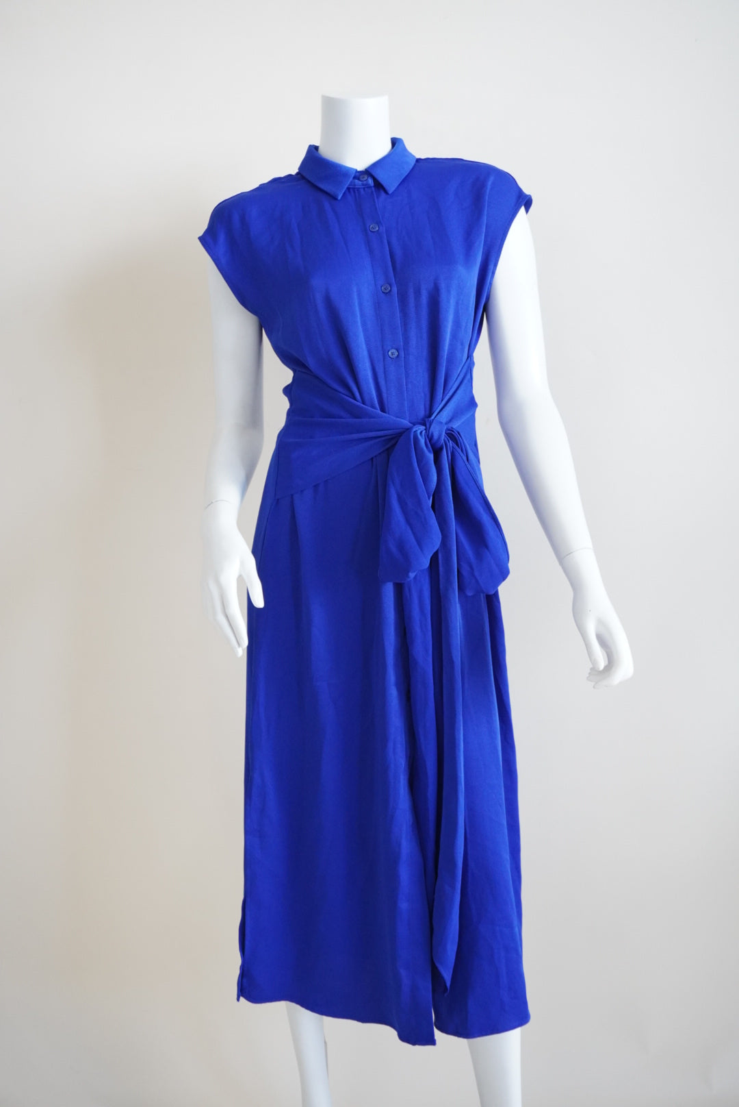 Cushnie For Target Royal Blue Shirt Open Back Dress W/ Front Tie - Size Small