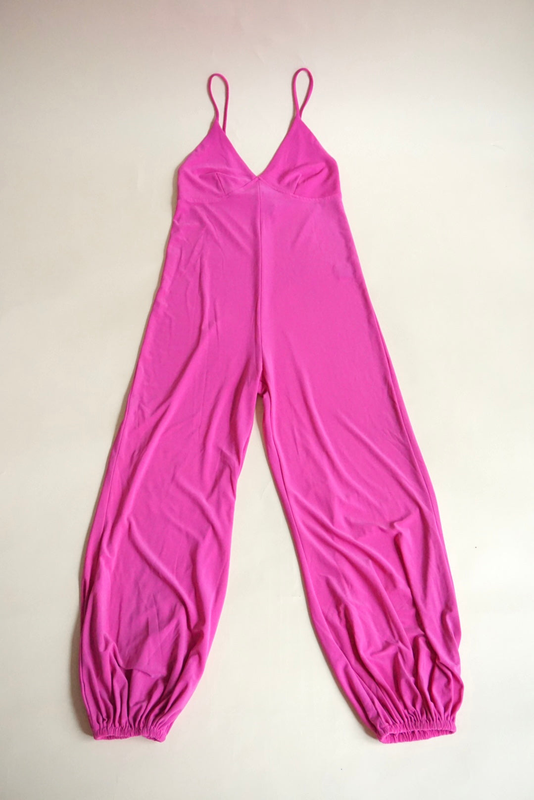 Norma Kamali Pink Lycra Slip Jog Jumpsuit - Size Small