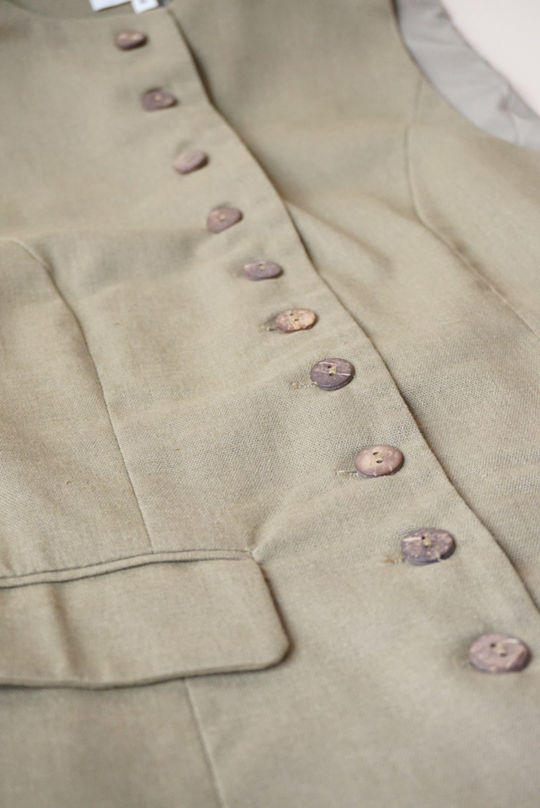 Mimosa Linen Button Up Olive Vest - Size Large