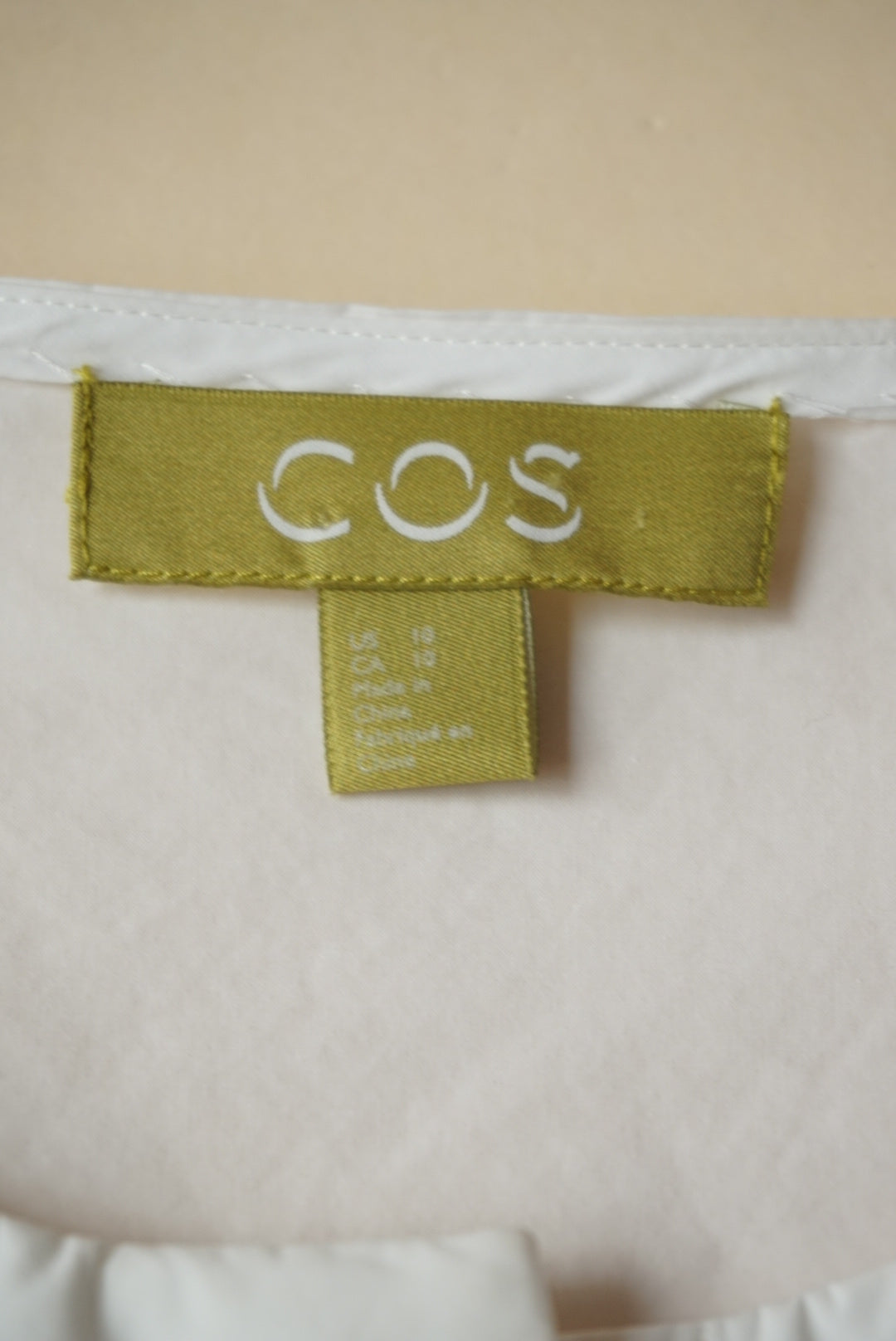 COS White Button Front Bib Panels Long Sleeve Blouse - Size 10