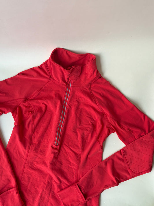Lululemon 1/2 Zip Running Jacket Magnetic Collar Reflective Coral - Size 8