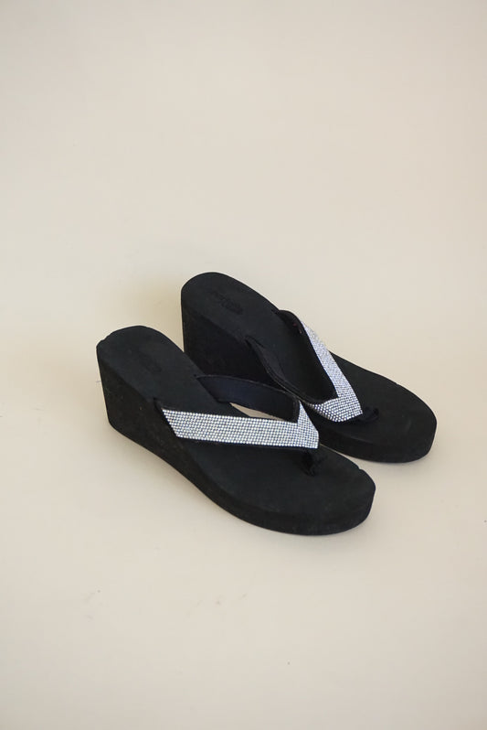 Charlotte Russe Y2K Black Rhinestone Platfrom Sandals - Size 9