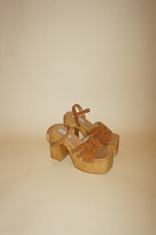 Steve Madden Brown Chunky Leather "Caileen" Block Y2K Heel NWT - Size 10