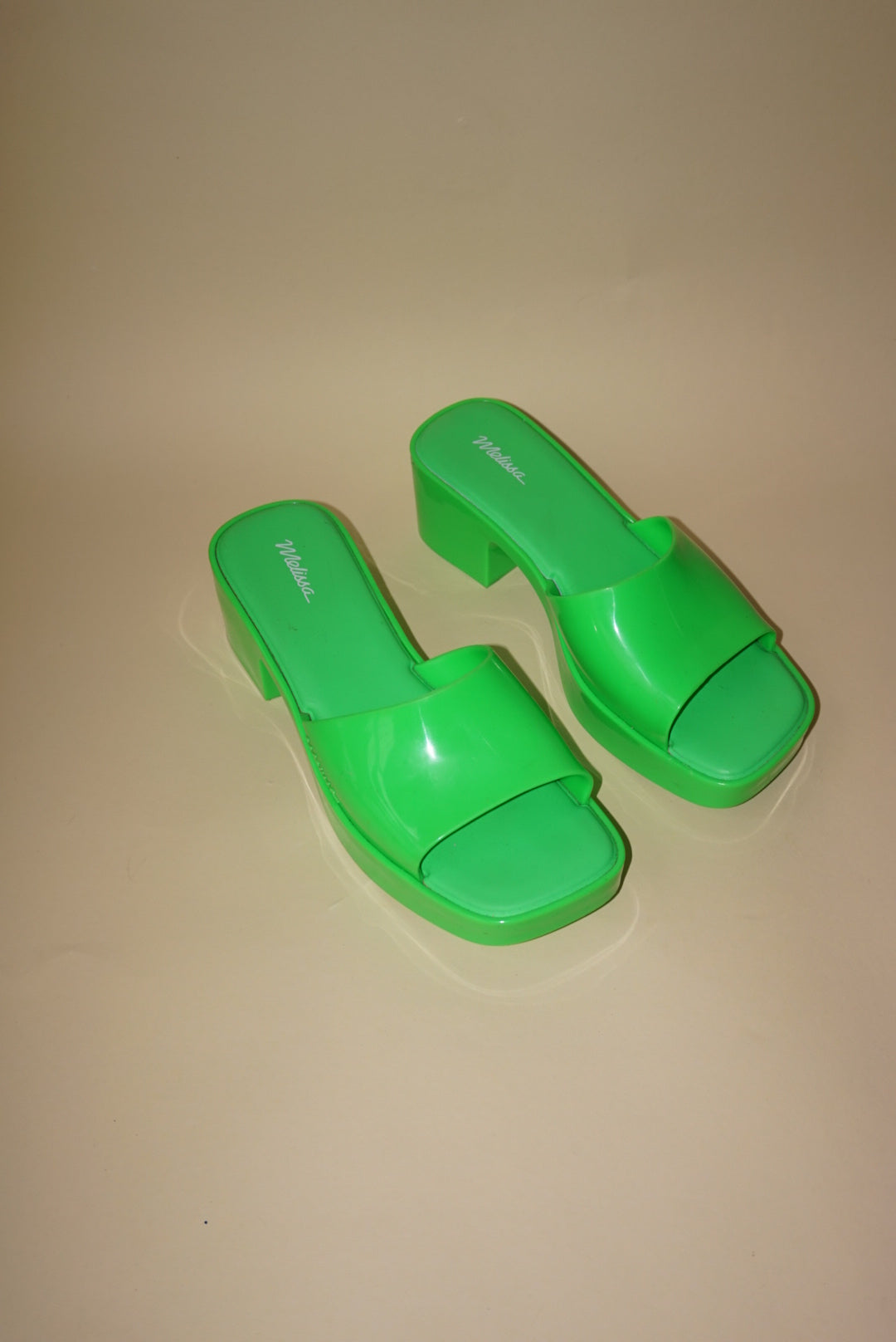 Melissa "Shape" Lime Green Y2K Style Mule - Size 7