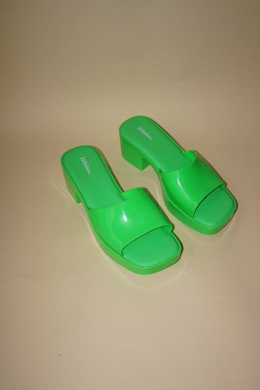 Melissa "Shape" Lime Green Y2K Style Mule - Size 7