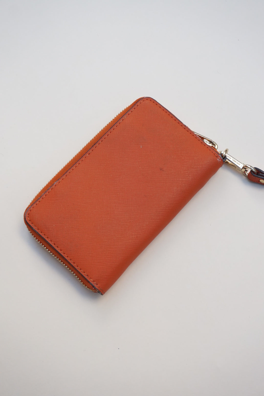 Michael Kors Orange Zip Wristlet Saffiano Leather Wallet