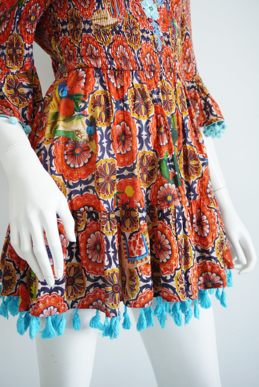Antica Sartoria by Giacomo Cinque Beaded Shirred Mini Floral Dress - One Size