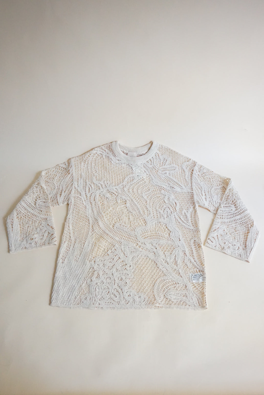 H&M Open Crocheted Ivory Wool Blend Tunic - Size Small