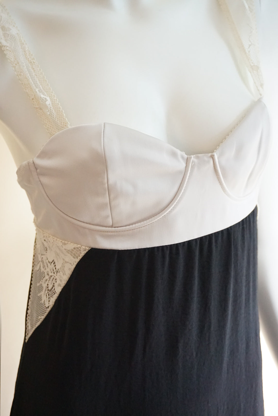 Zara Floor Length Bustier Black/White Lace Trim Dress
