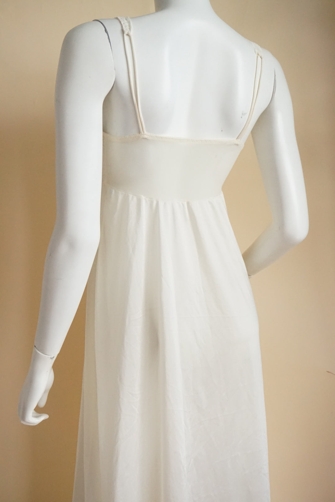 Vintage 80s Gold Label Victoria's Secret Ivory Lace & Sheer Maxi Nightgown Dress - Size Small