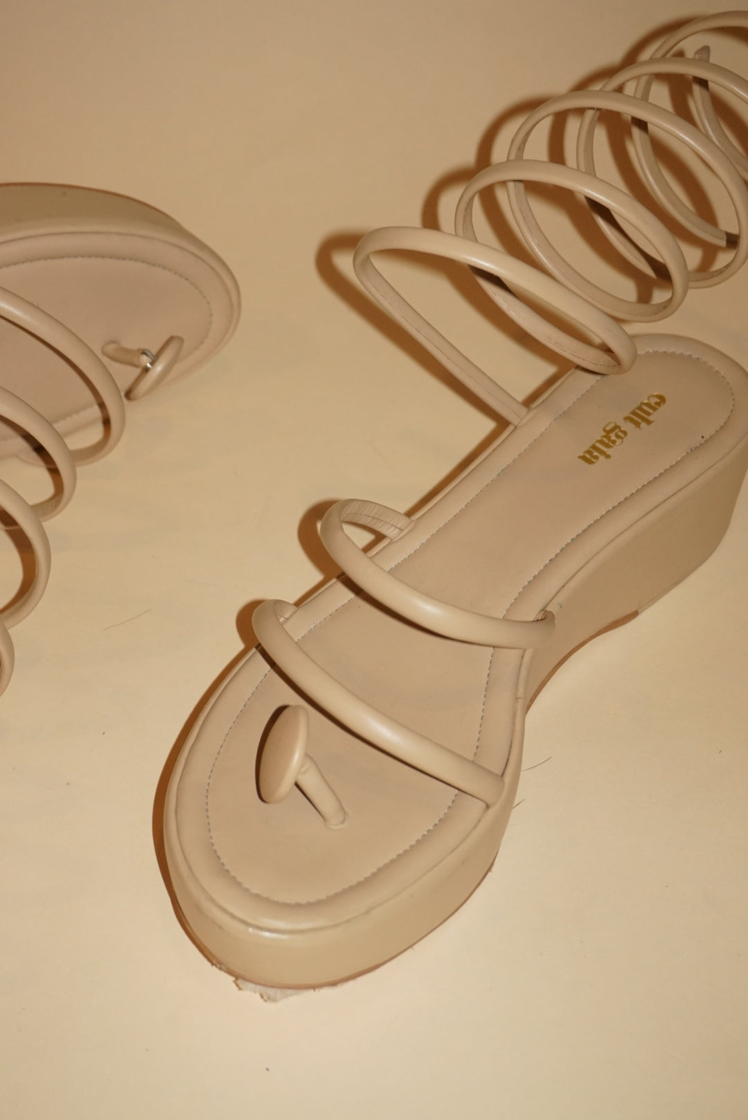 Cult Gaia Coil Wrap “Alba” Platform Nude Sandal - Size 41