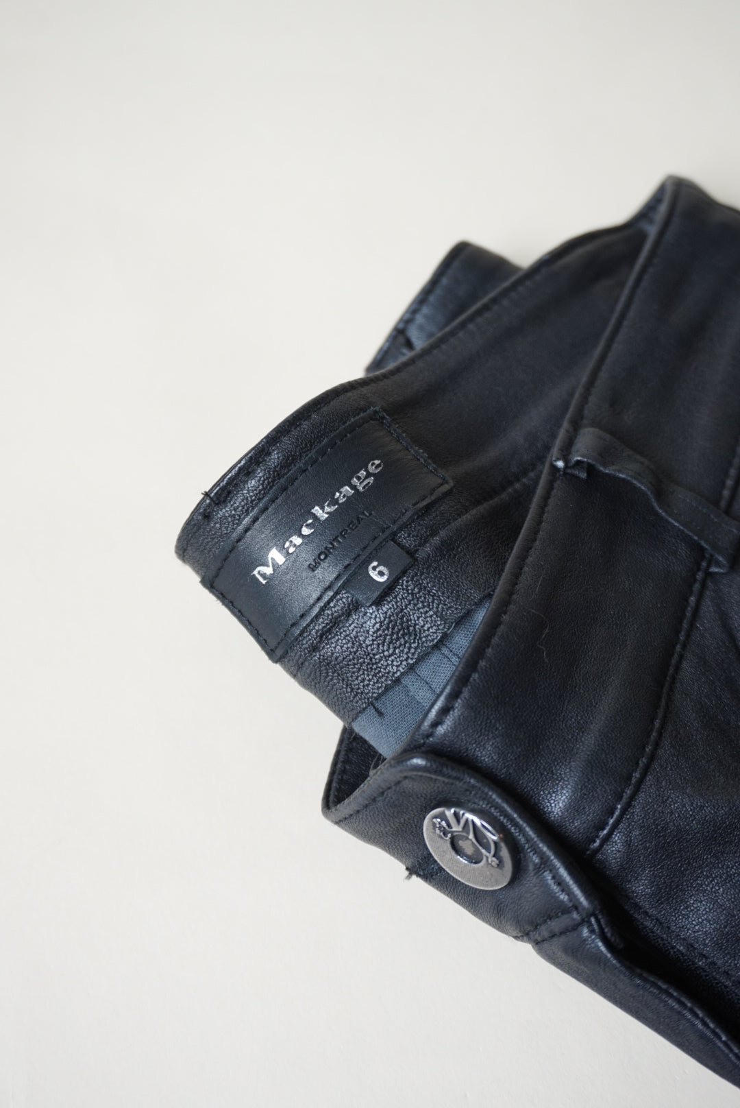 Mackage Black Lambskin Moto Pants - Size 6