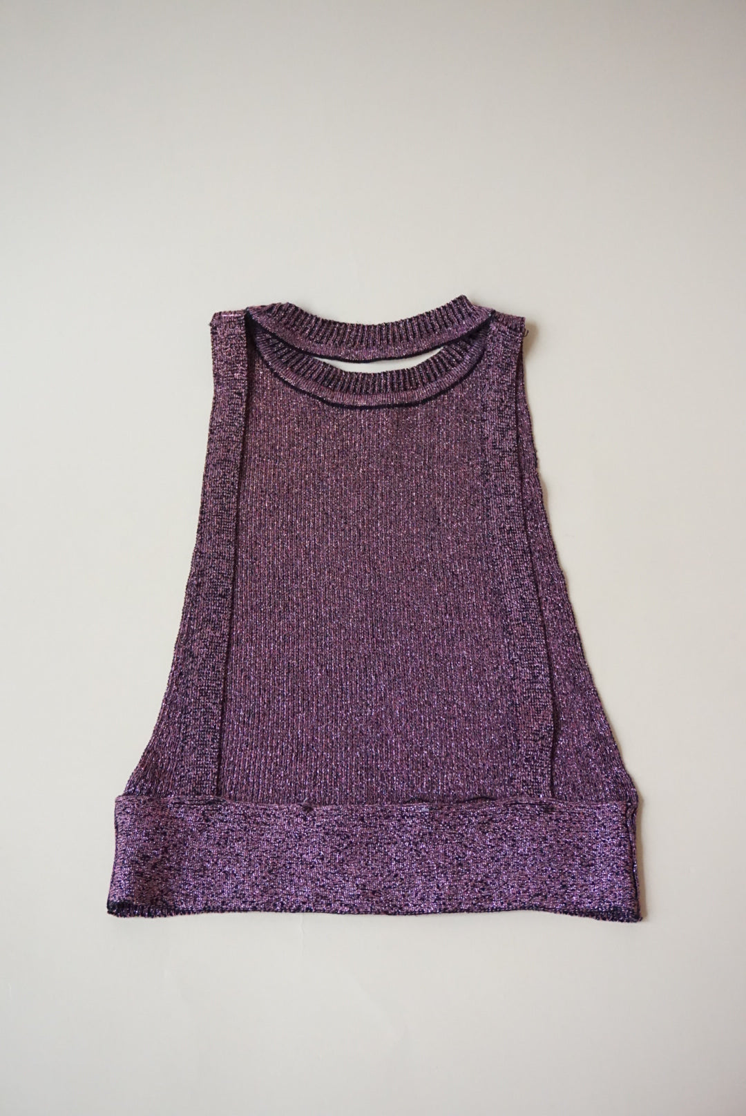Zara Glitter Open Back Ribbed Knit Halter Top - Size Small