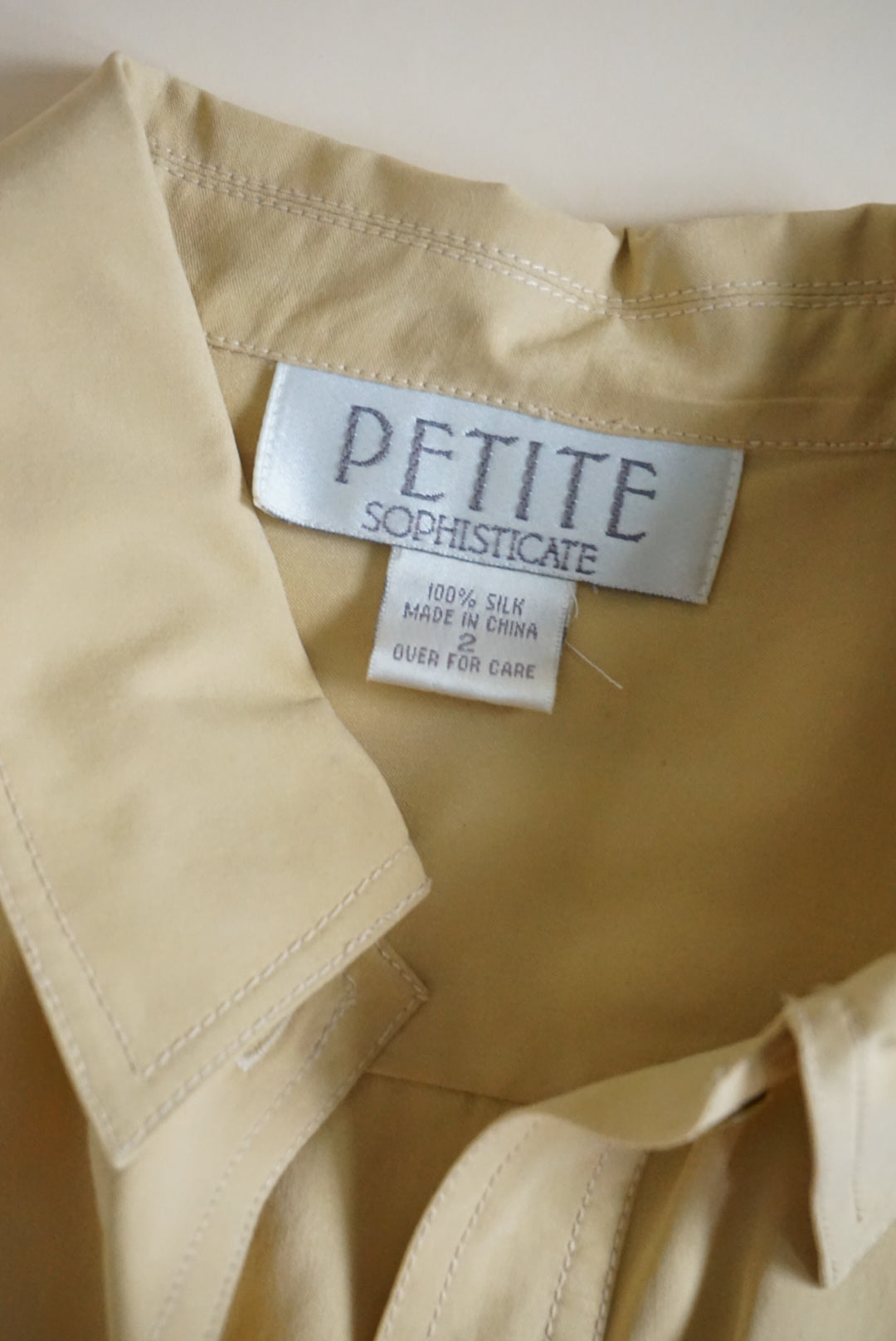 Petite Sophisticate 90's Tan Silk Sleeveless Shirt Midi Dress - Size 2