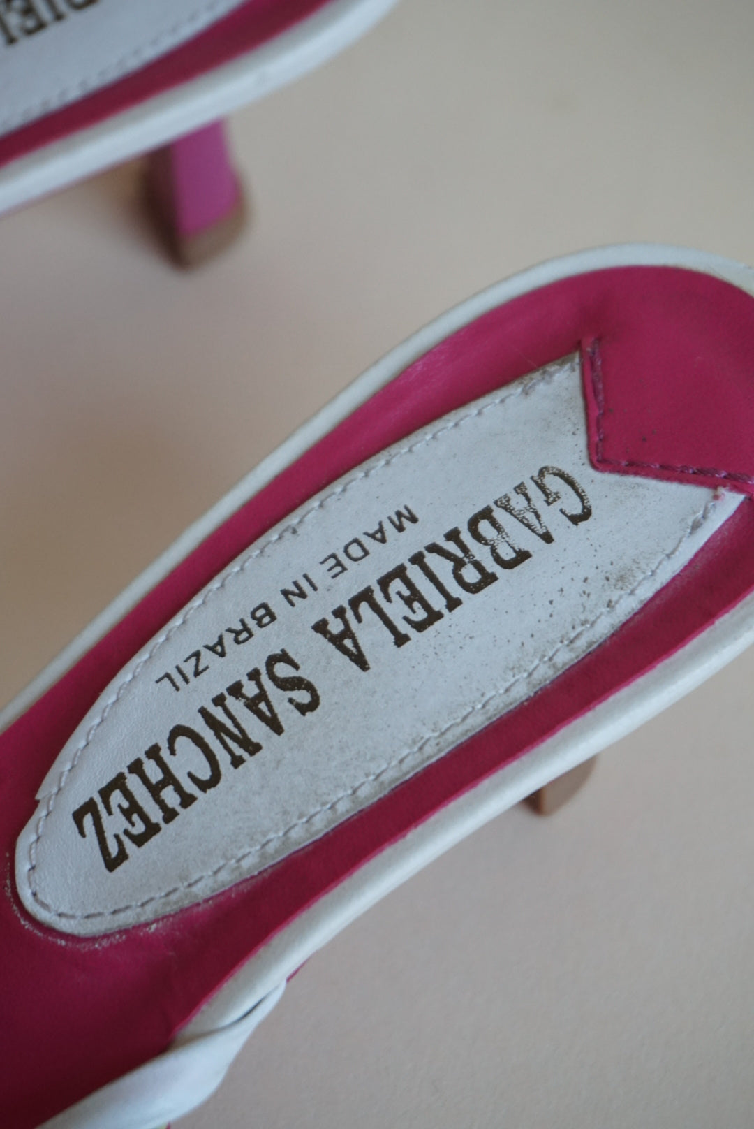 “Gabriela Sanchez” Vintage Leather Pink Sandal Kitten Heels - Size 6.5
