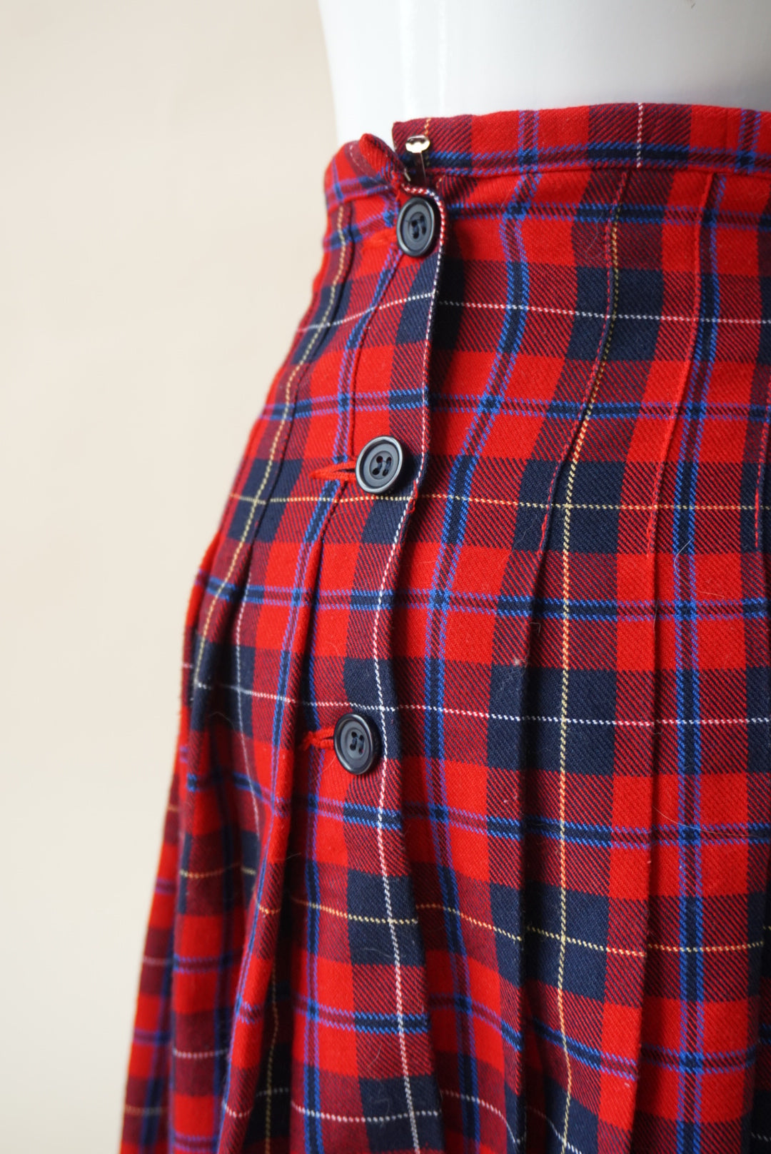 Vintage Liz Claiborne Liz Sport Red Plaid Frayed Hem Skirt - Size 12