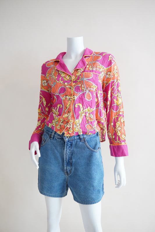 By Anthropologie Paisley Button Up Collar Blouse - Size Small