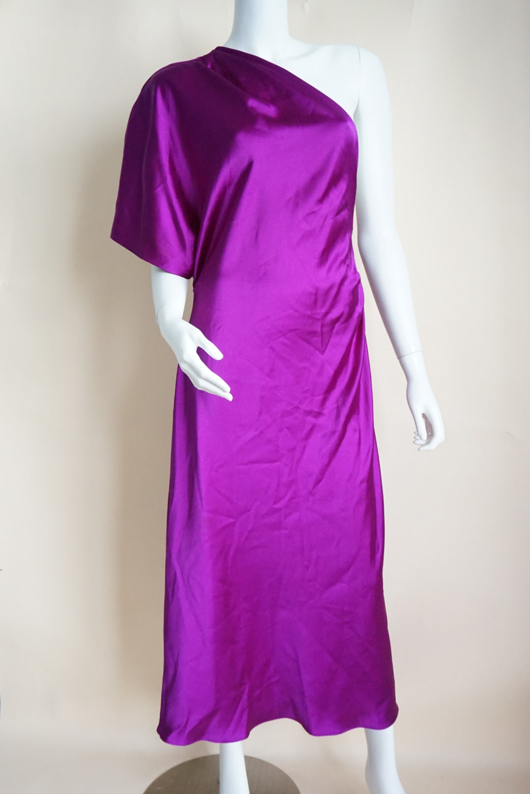 Zara Purple Satin One Shoulder Aysmmetric Midi Dress NWT - Size XL
