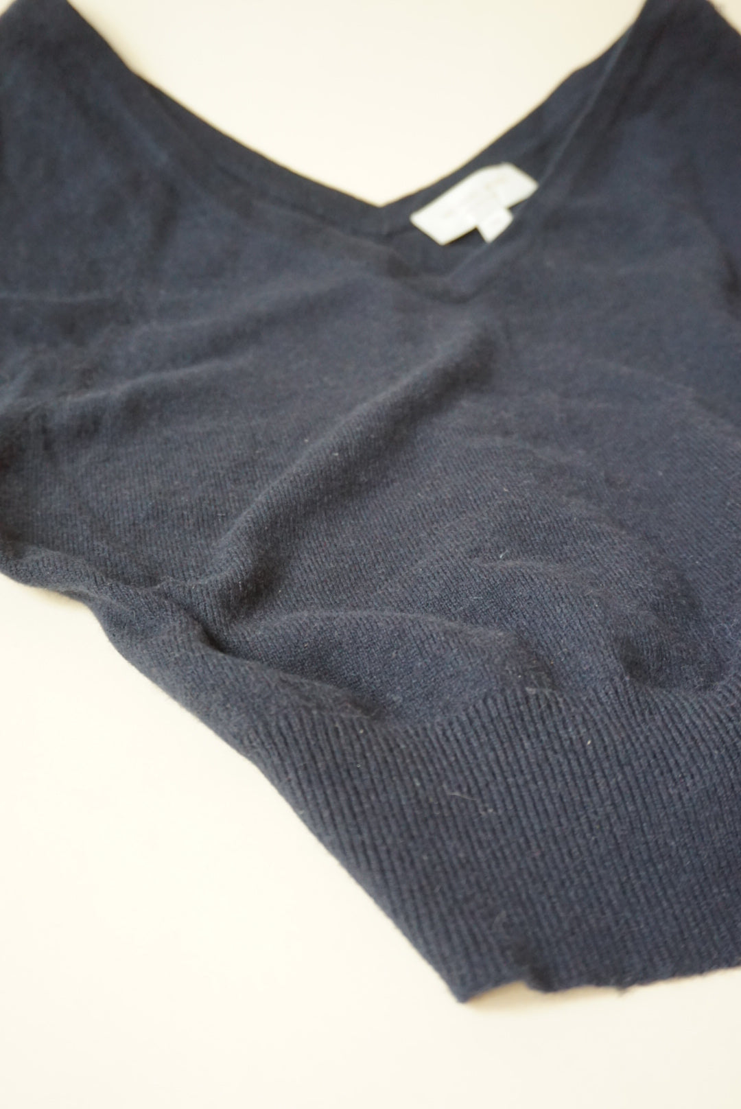 Michael Kors Collection Navy Blue Off The Shoulder Cashmere Blouse - Size XS