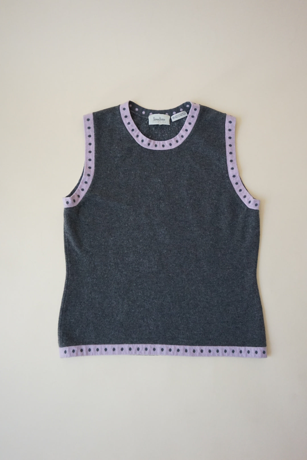 Neiman Marcus Cashmere Grey/Pink Vest Jumper