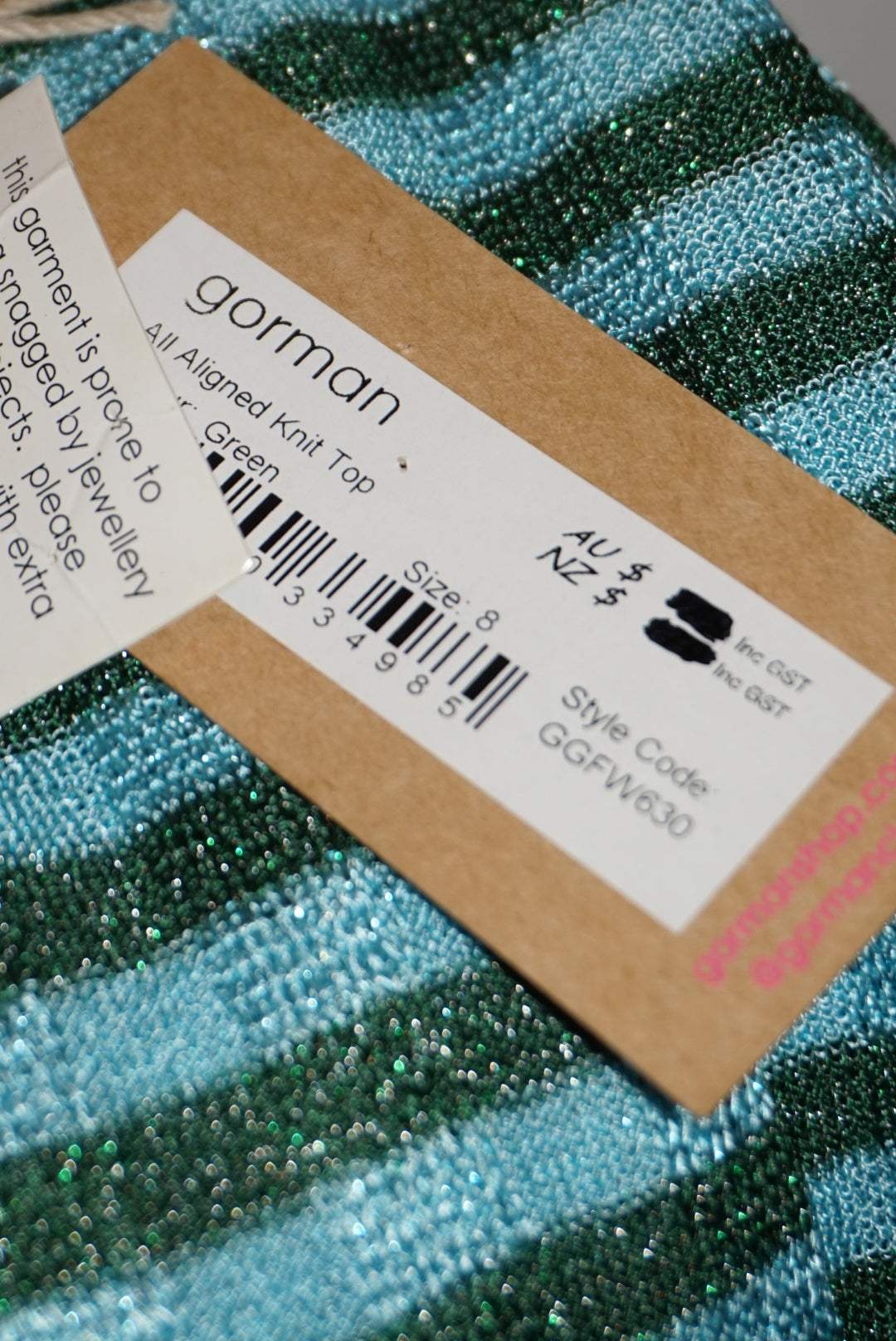 "Gorman" Striped Shimmer "All Aligned" Knit Top NWT - Size Medium