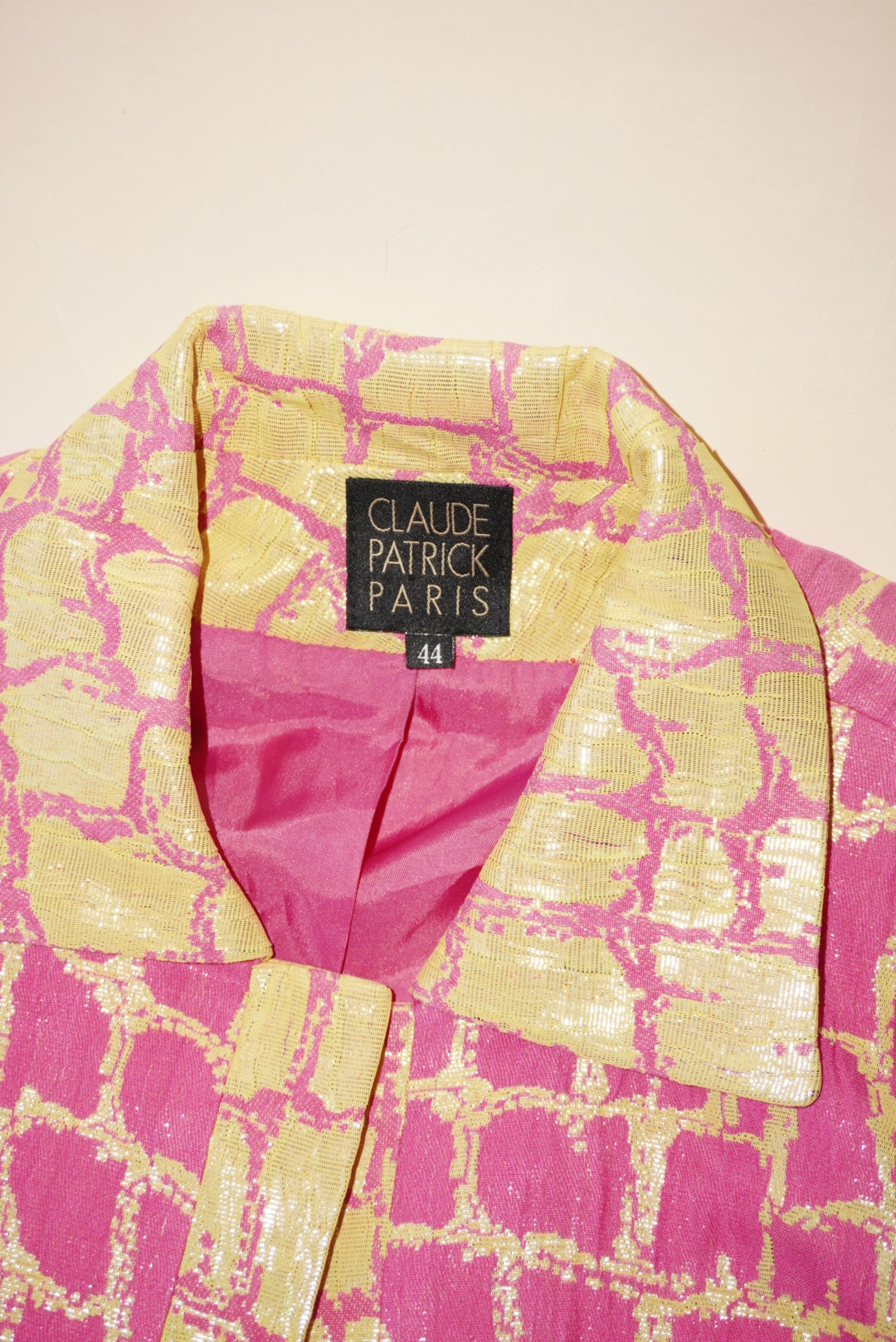 Claude Patrick Paris Pink & Yellow Reptile Blazer - Size 44