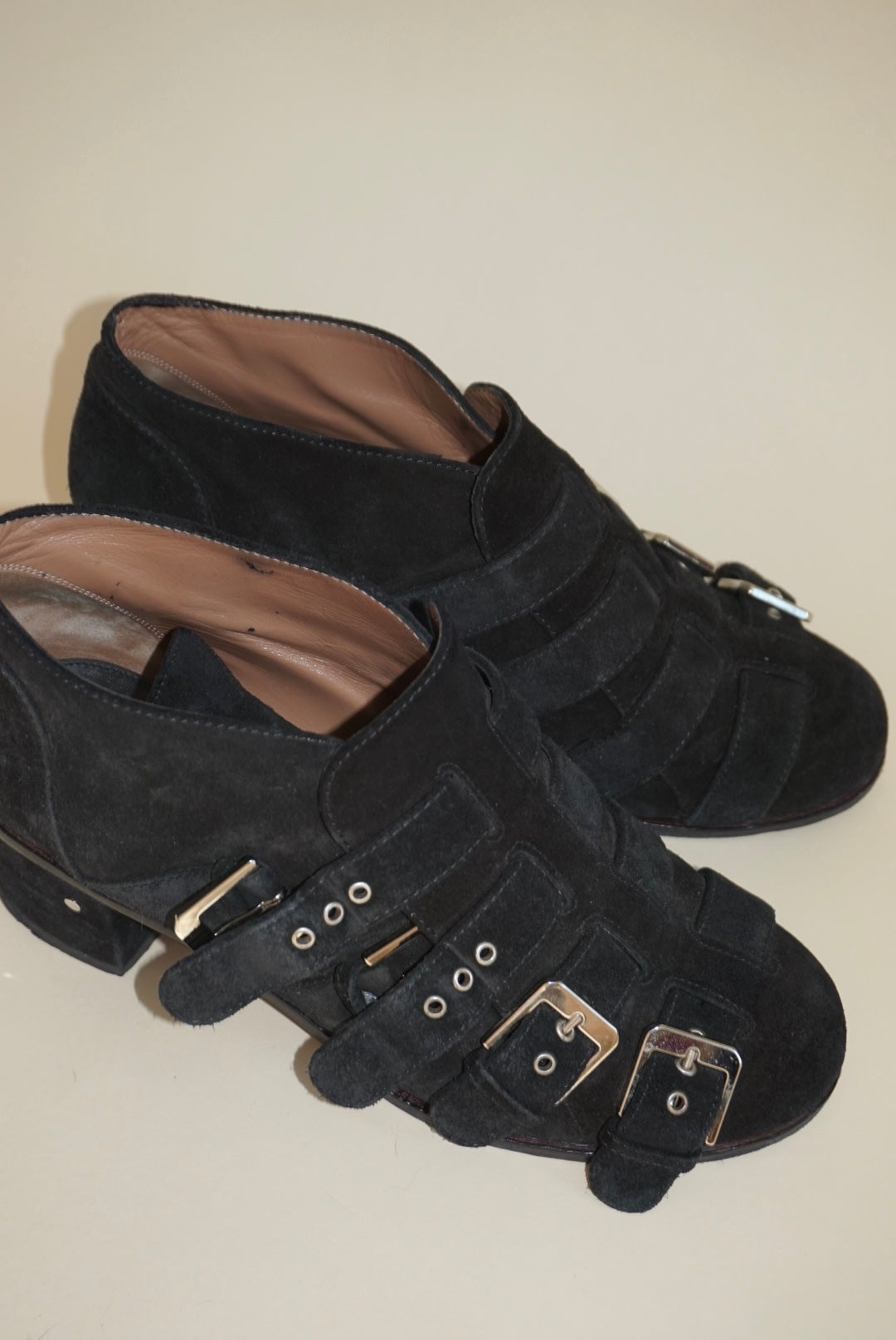 Laurence Dacade Suede Ankle Silver Buckle Round Toe Booties - Size 40