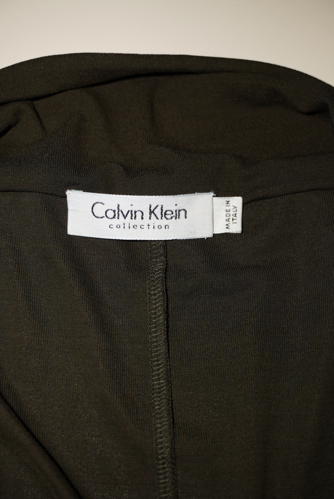 Calvin Klein Olive Green Off The Shoulder Cowl Knit Blouse - Size 12
