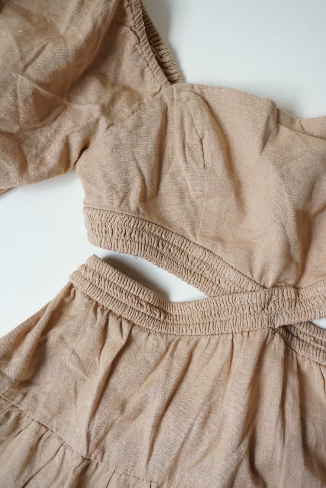 Free People Cross of Sunlight Mini Tan Cotton Dress NWT - Size XS