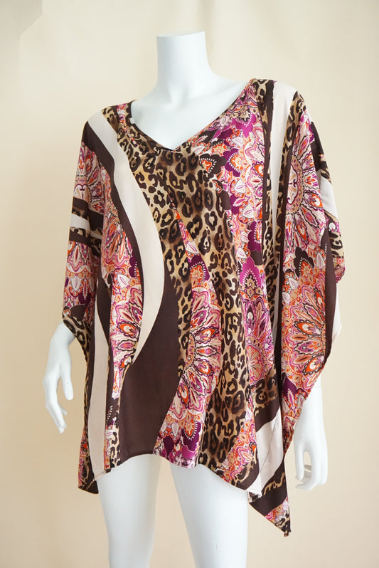 Chicos Animal Print Paisley Tunic V Neck Blouse - Size L/ XL